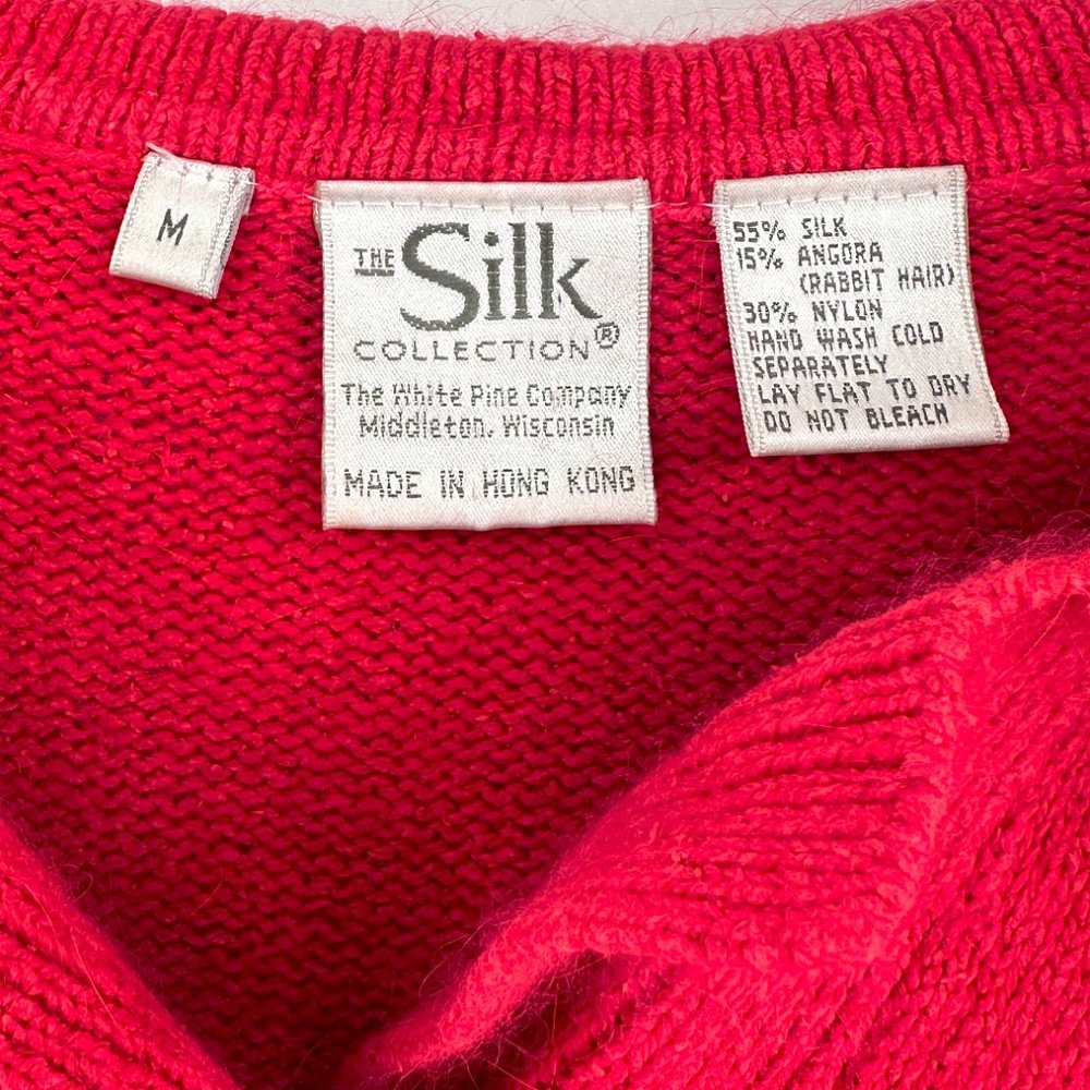 [sold] Vintage Strawberry Red Knitted Silk & Angora Maxi Dress sz M - Picture 4 of 5